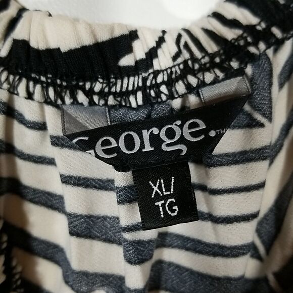 🎁5/$25 GEORGE Dress Womens Size XL Short Sleeve Summer Dress | Black and White - Picture 4 of 8